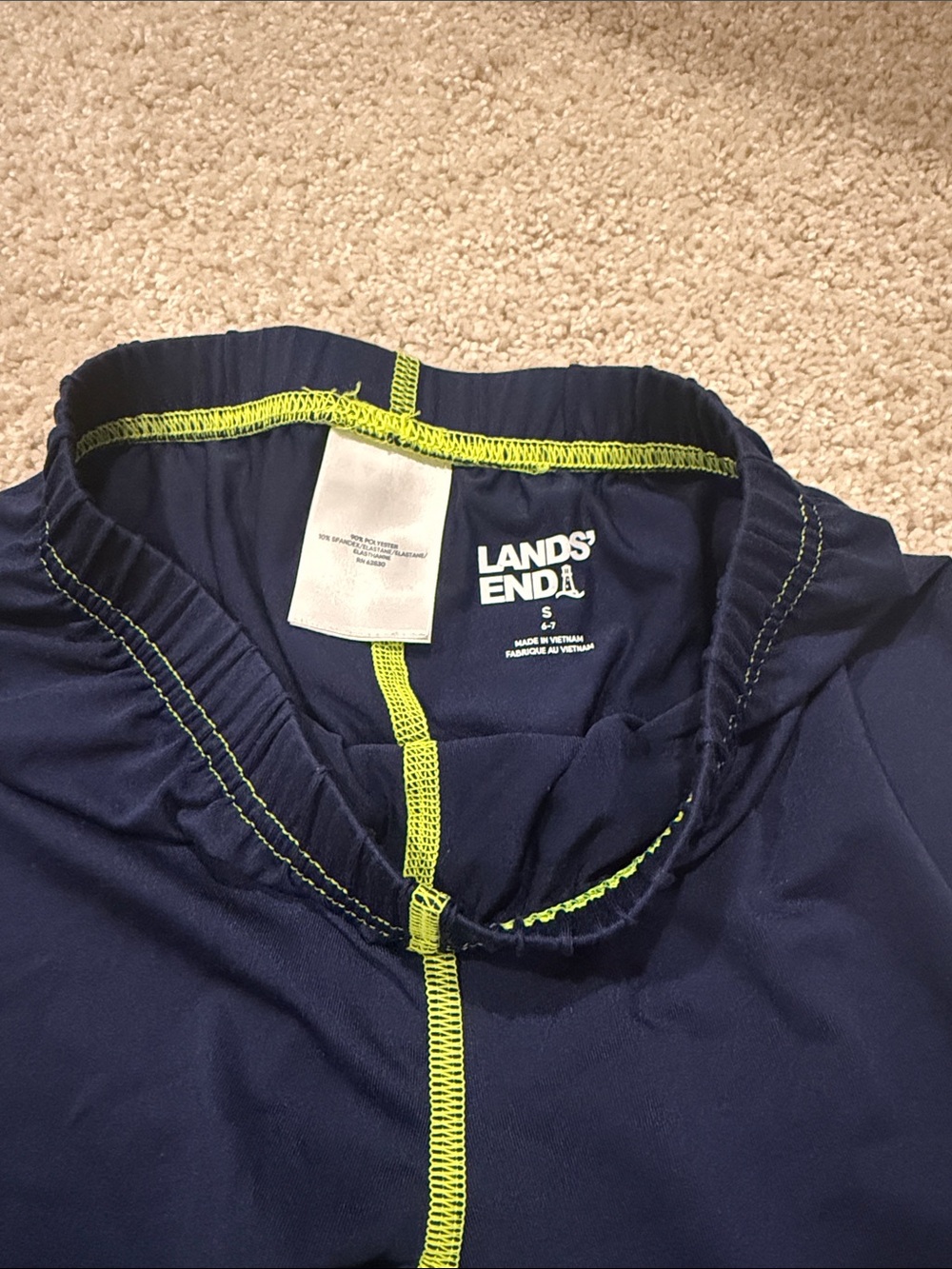 Lands End Kids Base layer Navy Blue Pants with Lime Stitching, size 6 - Picture 2 of 4